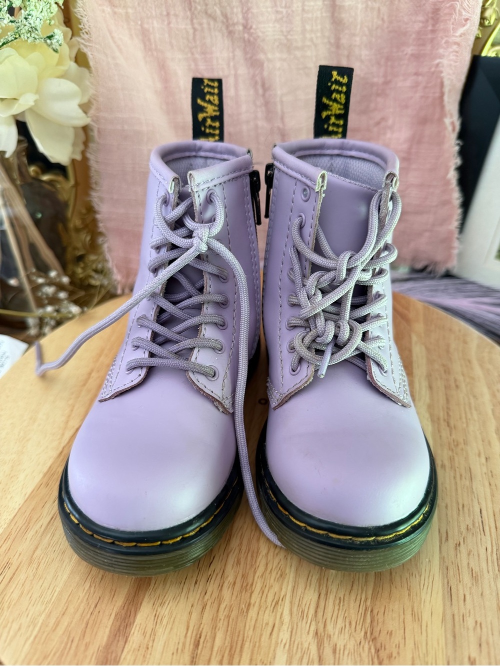Dr. Marten Kids Lavender Side-Zip Lace-Up Boots
